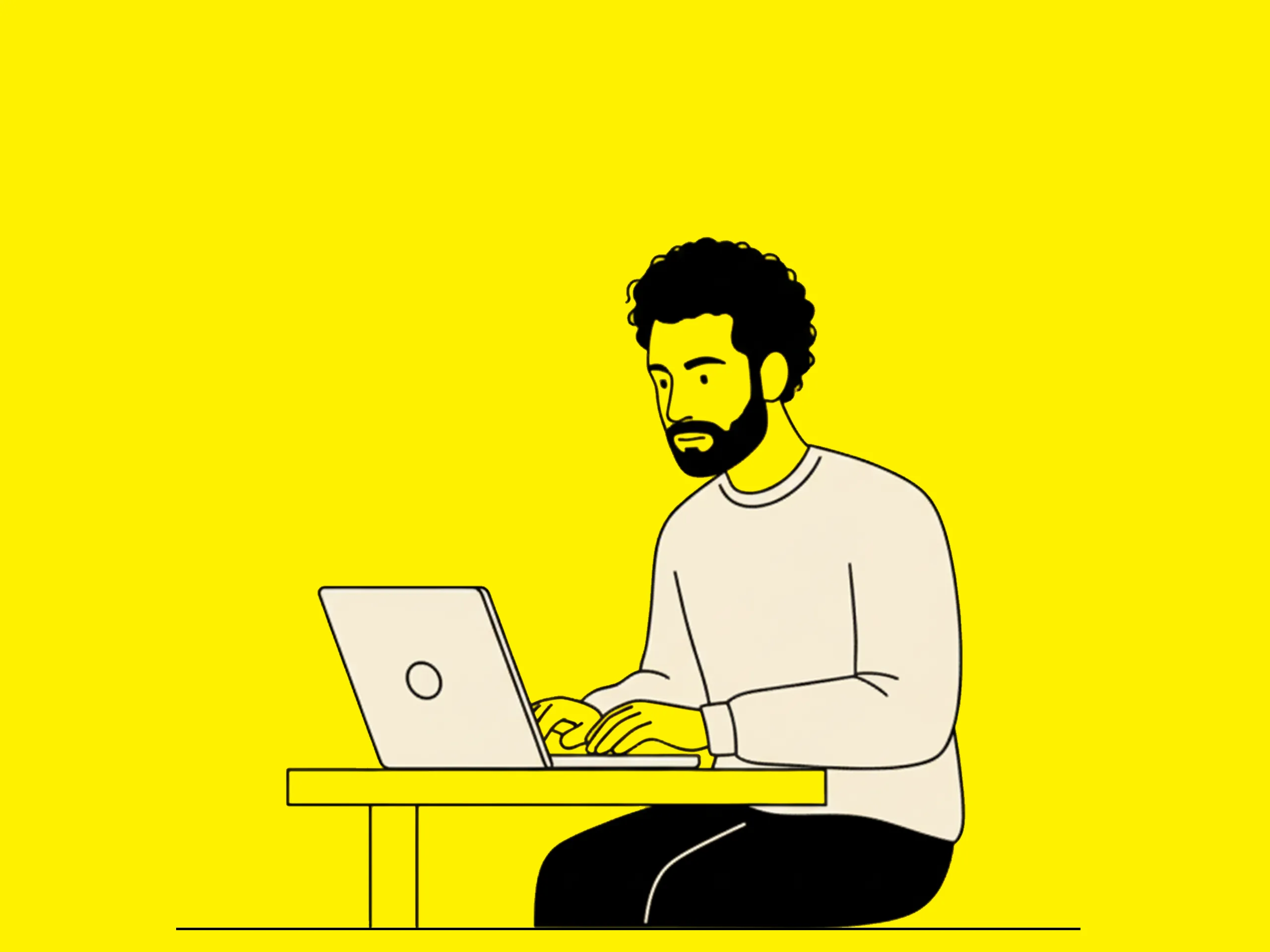 Illustration eines Mannes der am Laptop arbeitet