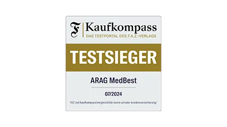 ARAG Private Krankenversicherung wird Testsieger beim FAZ Kaufkompass (Ausgabe 07/2024)